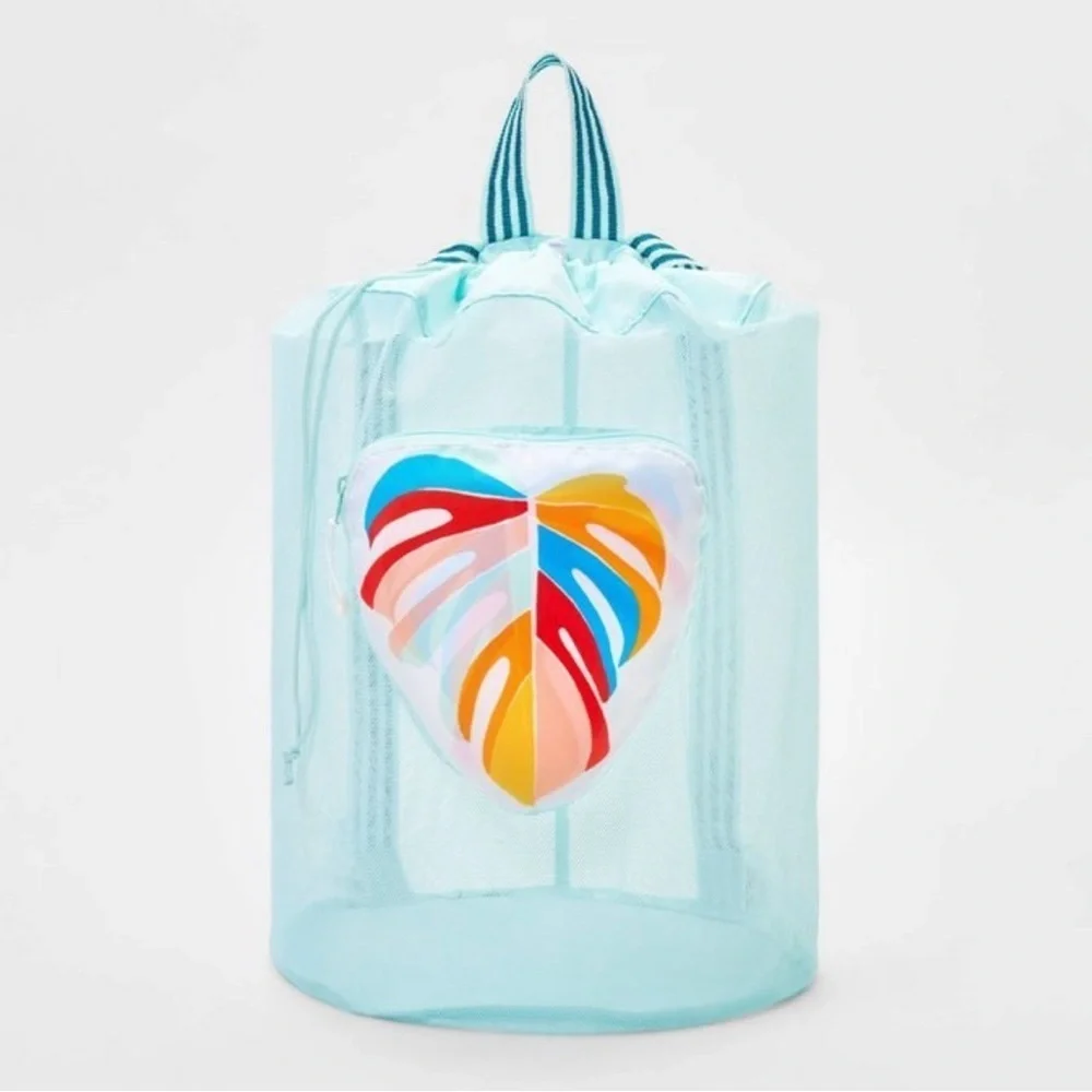 NWT mesh packable drawstring bag